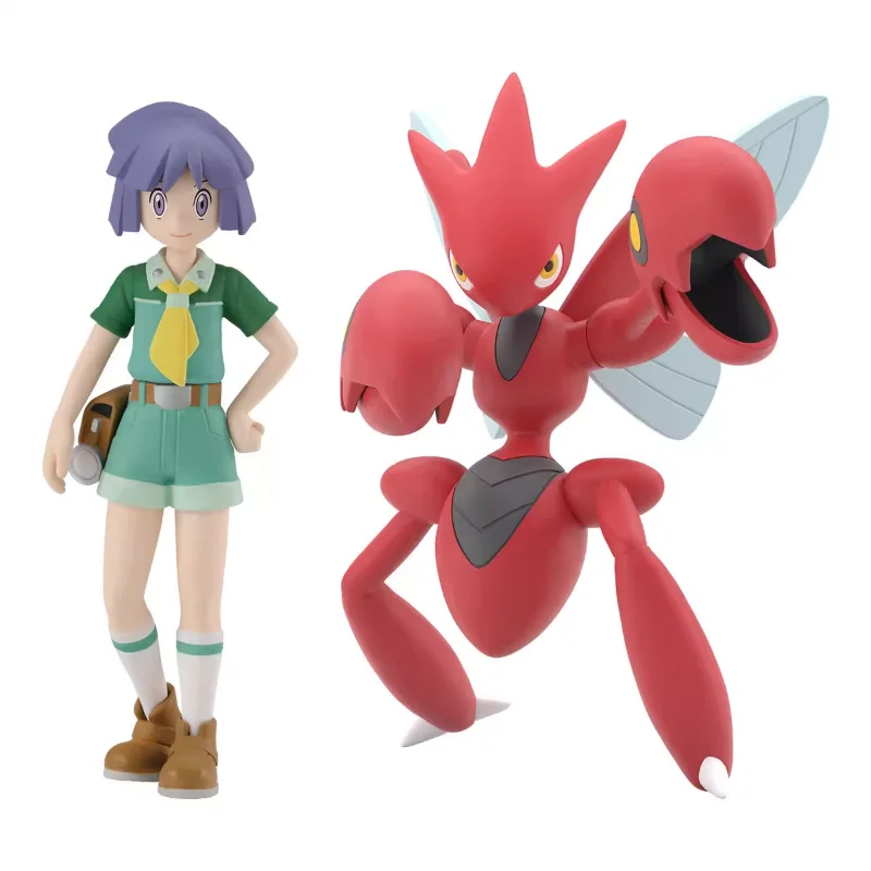 Tersedia Bandai Asli Shokugan POKEMON Skala Dunia Johto Region Scizor Bugsy Anime Action Figure Mainan untuk Hadiah Anak-anak