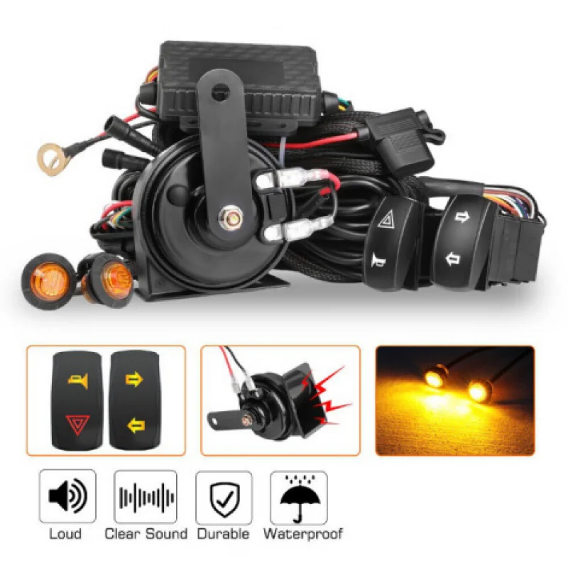 

Turn Signal Kit with 110dB Speaker Plug-and-UTV ATV Flash Lamp Applicable to