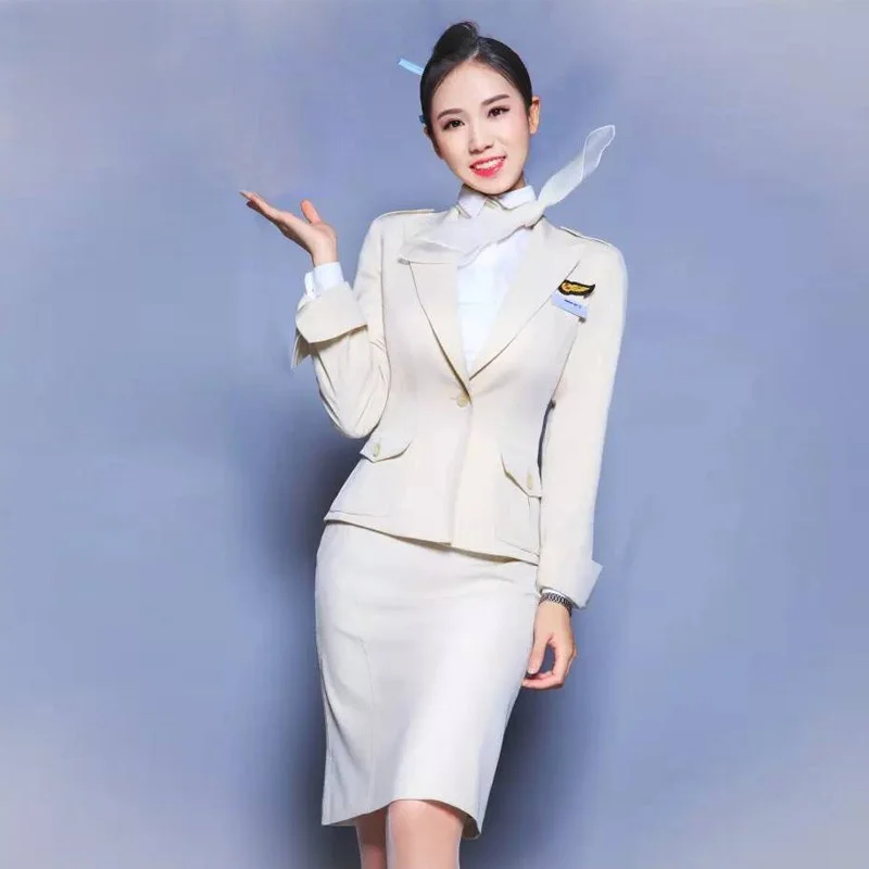 Korean Aviation Sister Uniform Professional Suit Skirt Flight Attendant Beau Salon Club Front Desk KTV Hotel Work Clothes F...