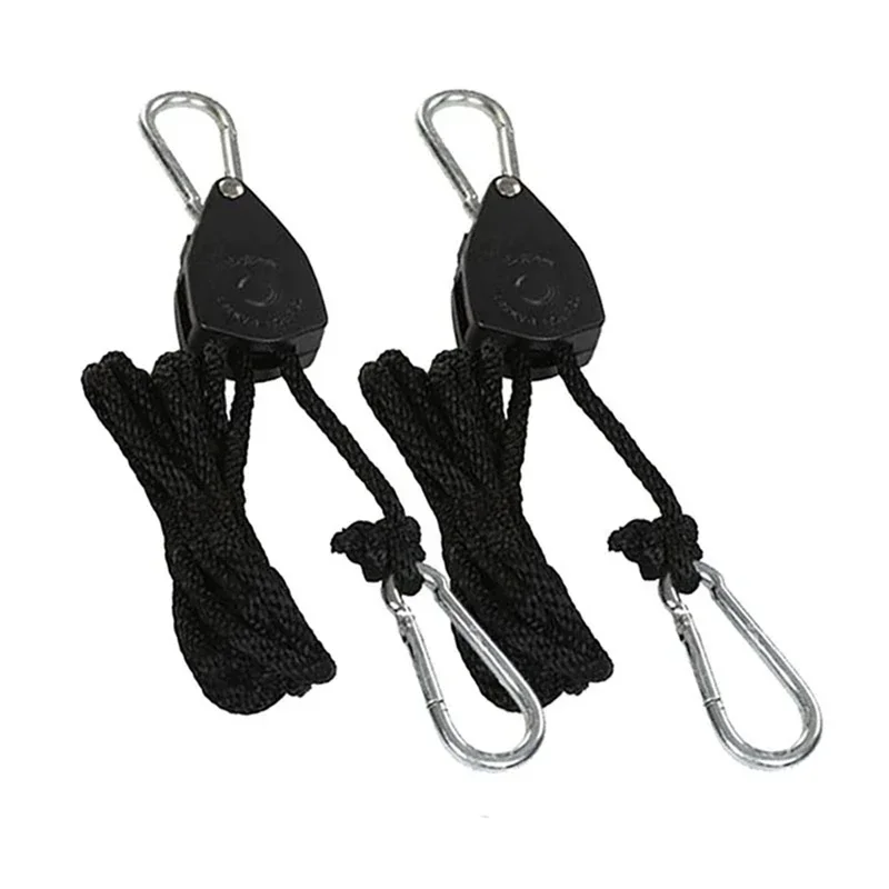 6PCS Adjustable 8inch Lanyard Hanging for Outdoors Camping Grow Plant Lamp Rope Ratchet Hanger Pulley Lifting Pulley Hook