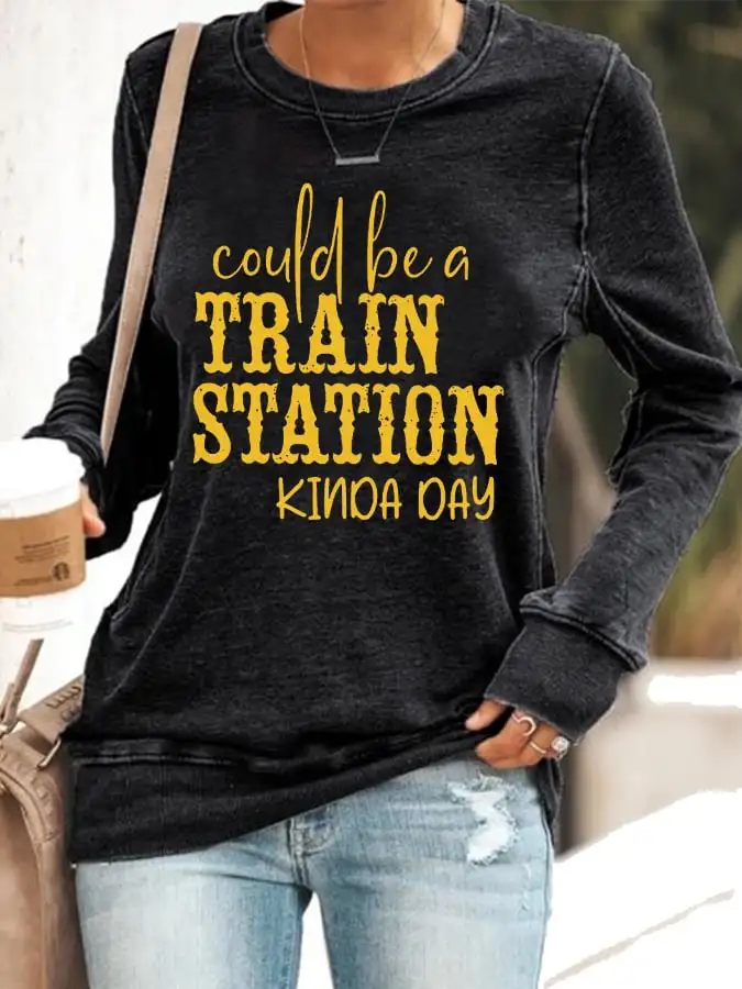 Western Train Station Inspired Vintage Washed Sweatshirt