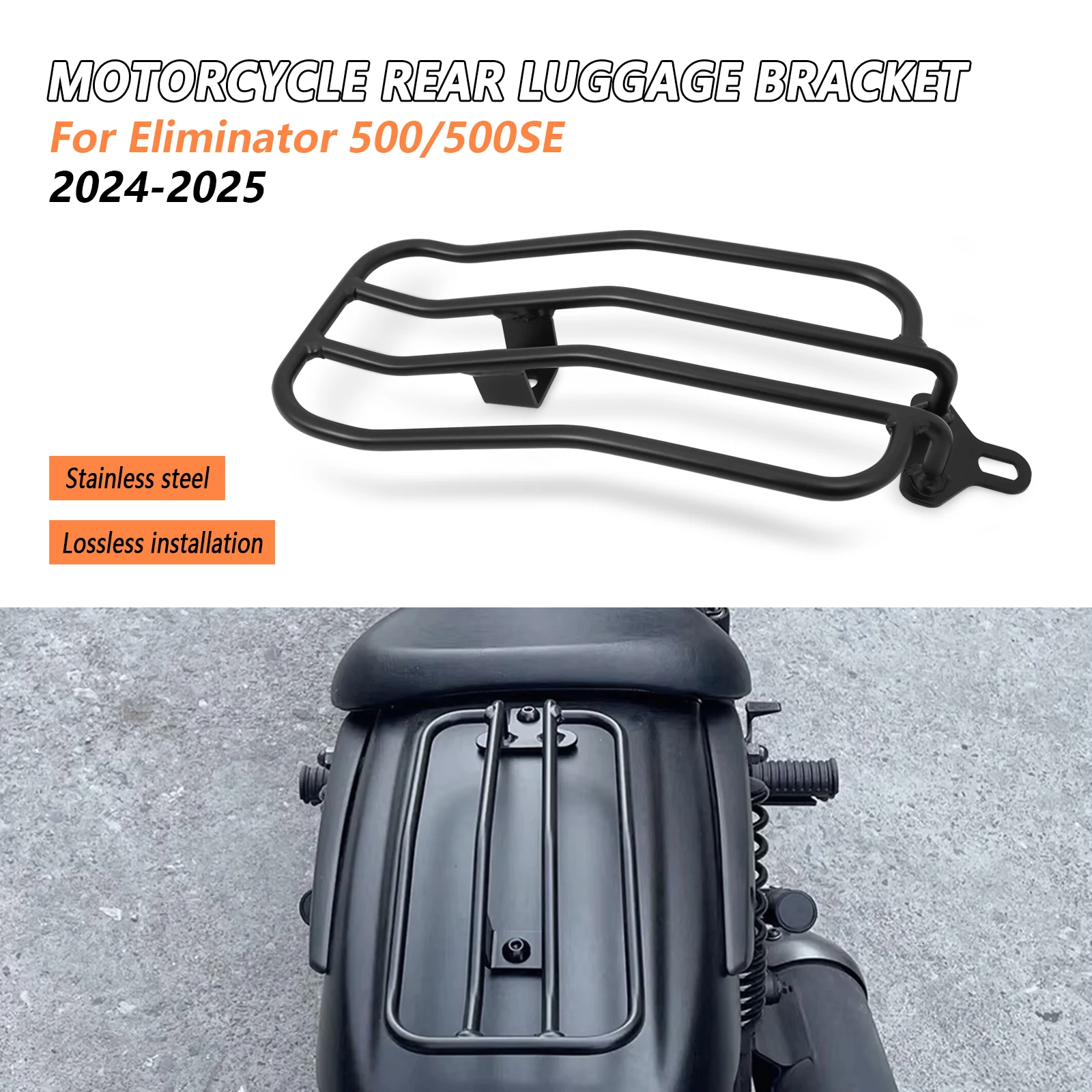 

Motorcycle Rear Solo Seat Luggage Rack Support Shelf For Kawasaki Eliminator 500 500SE 2024-2025