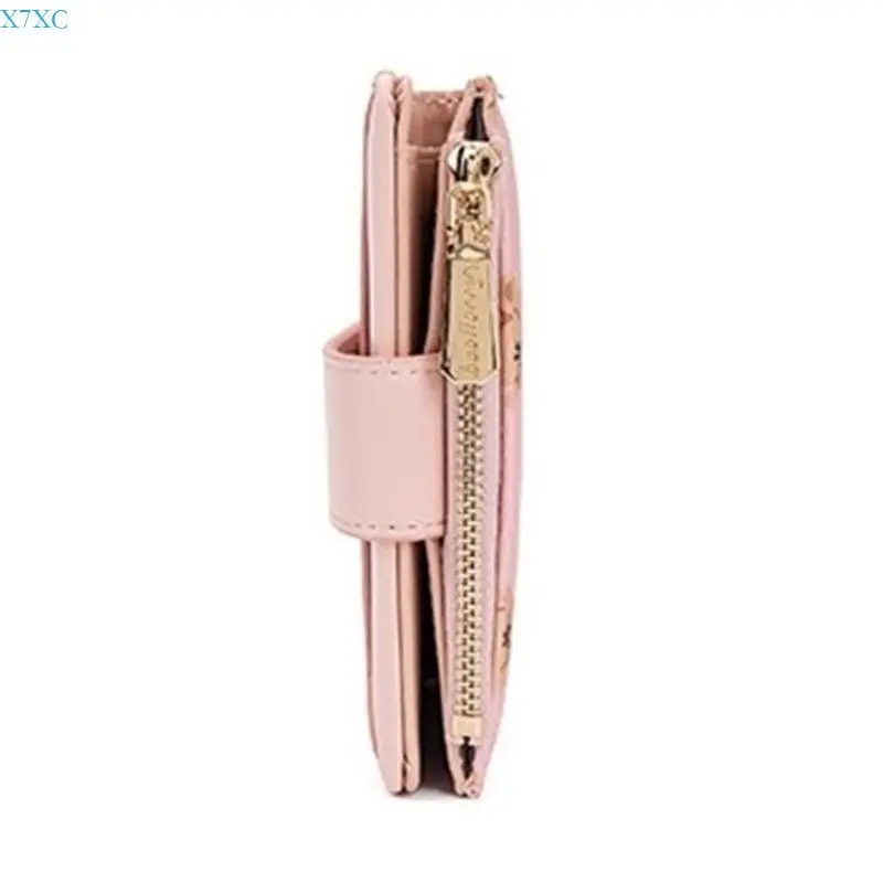 

X7XC Practical Bear Print Zipper Wallet for Women Stylish and Durable PU Leather Coin Purse