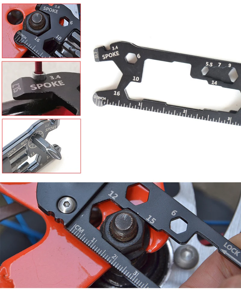 24 In 1 Multi Outdoor Bicycle Repair Tool Activity Spanner Combination Wrench Screwdriver Tool Set Pocket Keyring Hex Wrench Bik