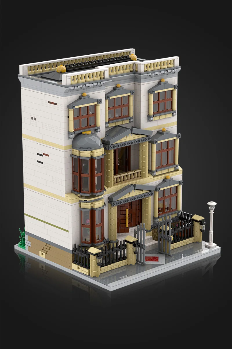 MOC Klassische Villa Bausteine Modell Retro Klassische Villa Architektur Street View Ziegel Montage Spielzeug Kinder Geschenke