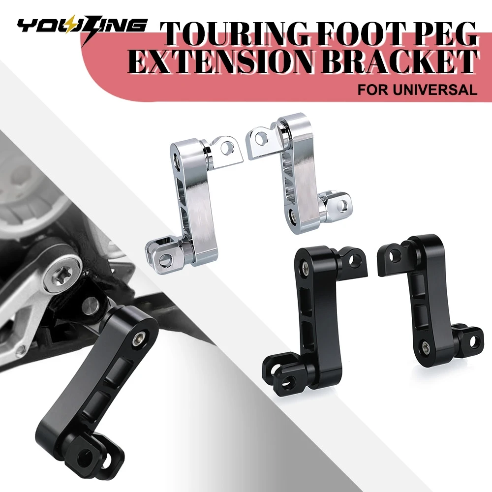 

Motorcycle Passenger FootPegs Mount Kit Black Adjustable Foot Peg For Honda For BMW Universal Highway Footpeg Extensions Bracket