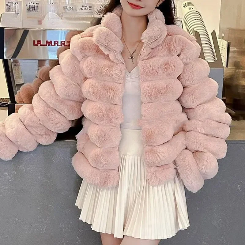 New Model2023 Fuax Fur Coat Jacket Female Winter Artificial Mink Fur Warm Coats High Quality Stylish and Comfortable Fur Outwear