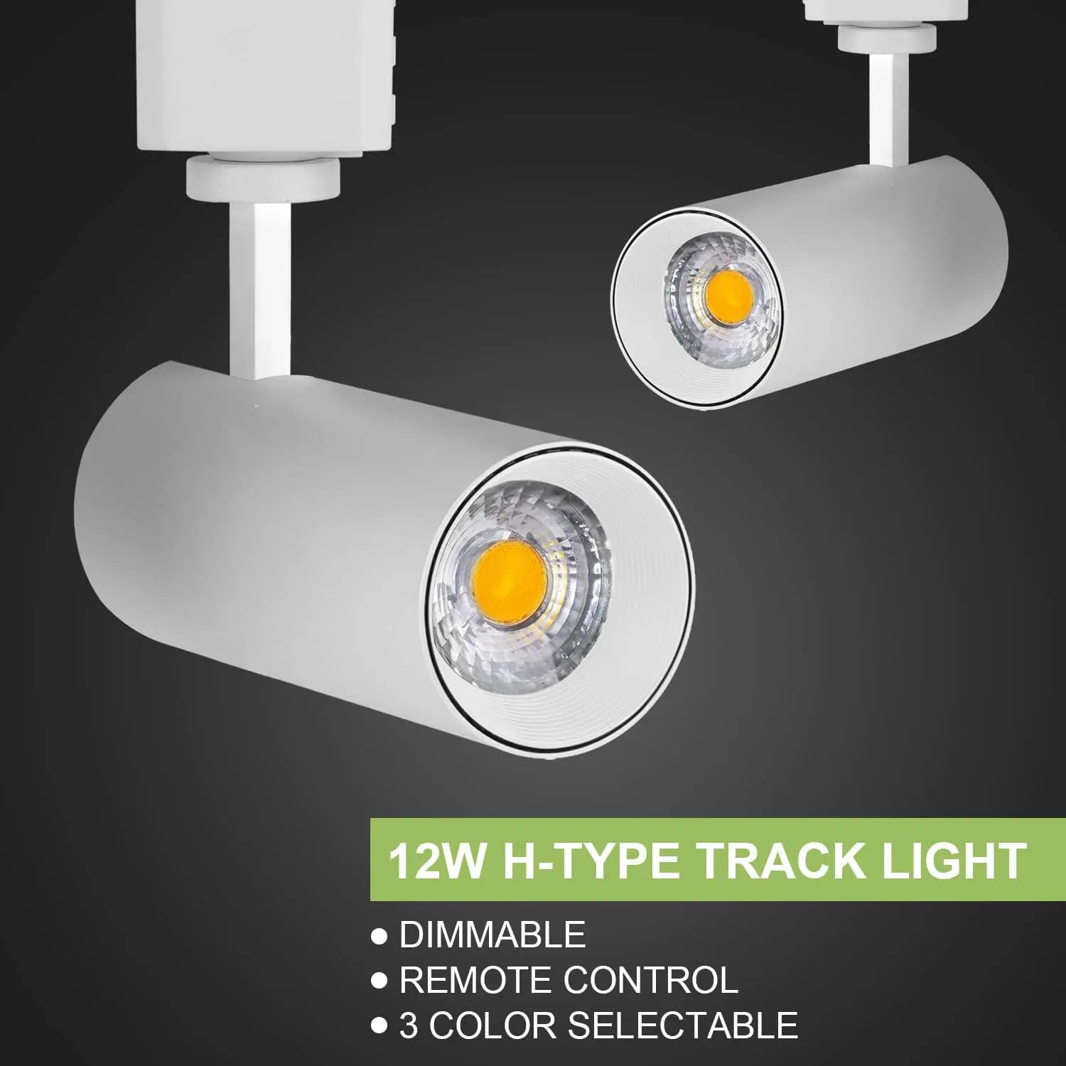 3-Colo 12W Led Track Lighting Heads,H Type Led Track Light Heads With Remote,Dimmable 3000K/4000K/5000K Selectable,Cri90+ Track