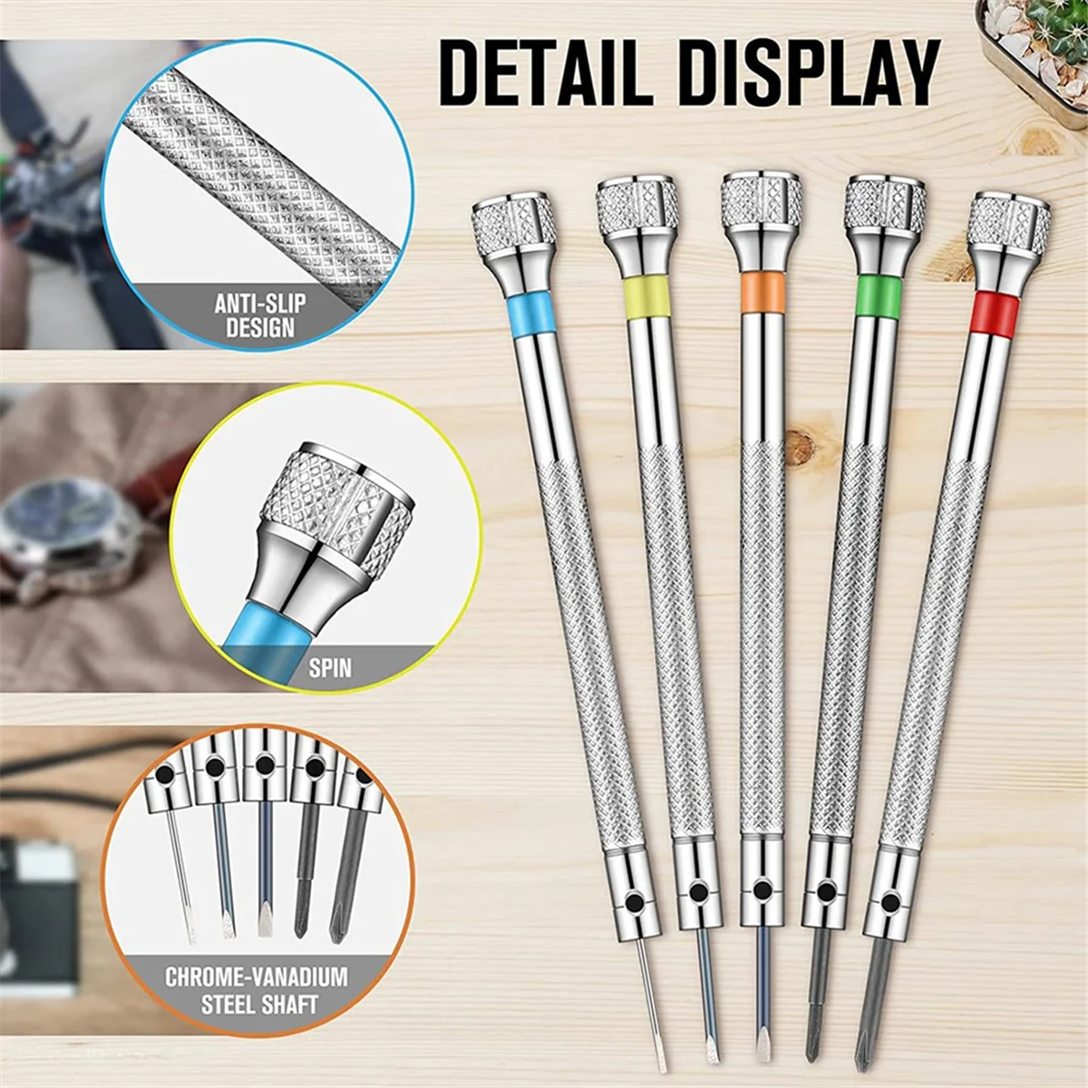A002 26Pcs Watch Screwdriver Set, Anti Slip Small Screwdriver Set, 0.6-2.0MM Mini Screw Driver, Electronic Repair Tool Kit