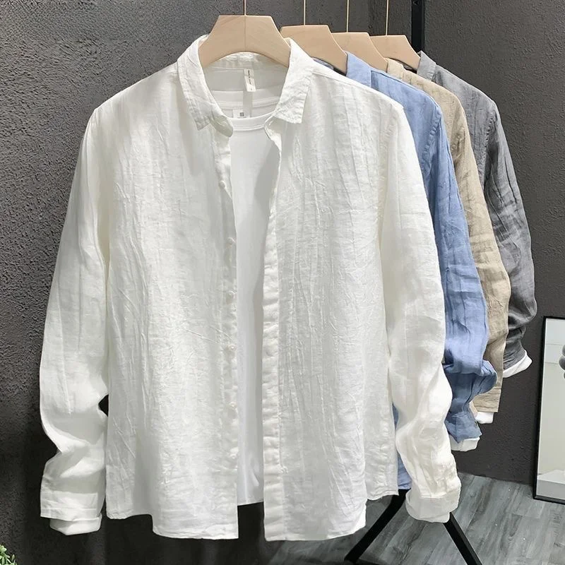 

Early Spring Trendy Men's Long Sve irt Lightweight Comfortable Loose Fit Casual Artistic Versatile Cotton Linen Blend