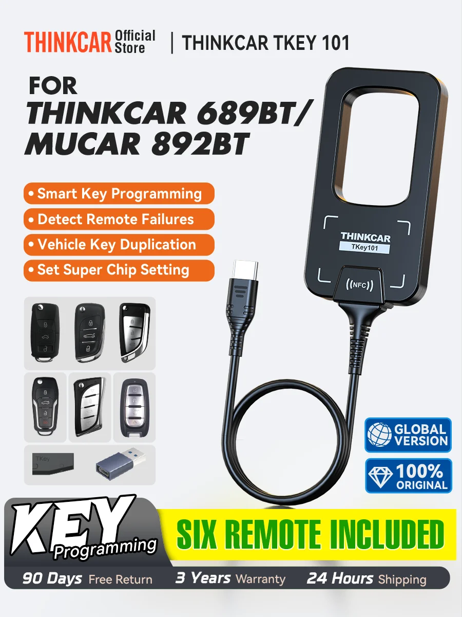 THINKCAR TKEY 101 Universele autosleutelprogrammeurapparatuur met 6-eenheid afstandsbediening Sleutel Ondersteunt antidiefstalsysteem voor MUCAR 892BT 689BT - afbeelding 2
