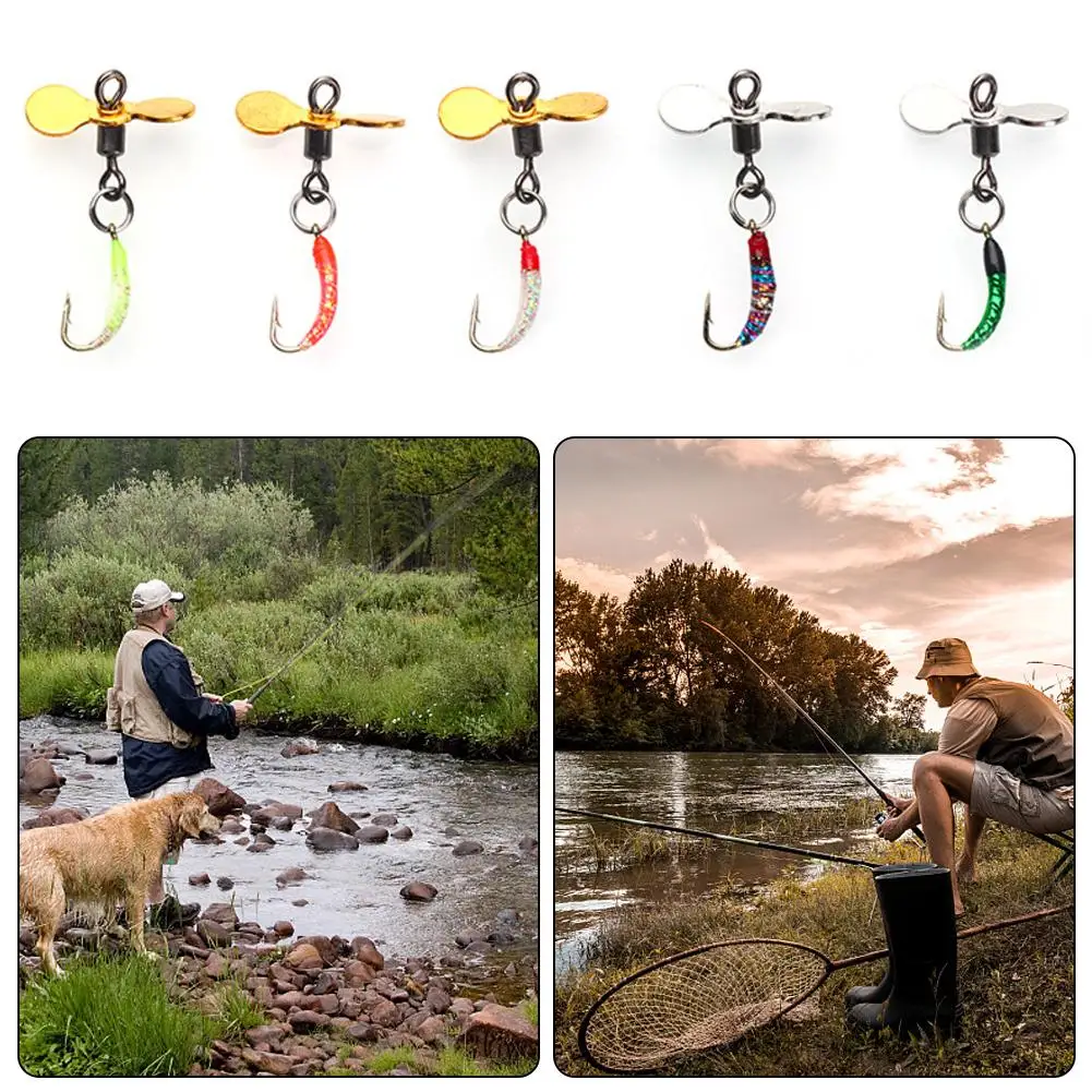 Turbo Propeller Spinner Fly Fishing Hook 5pcs Lures Bait High Carbon Steel Fish Hook For Freshwater And Saltwater W2P1