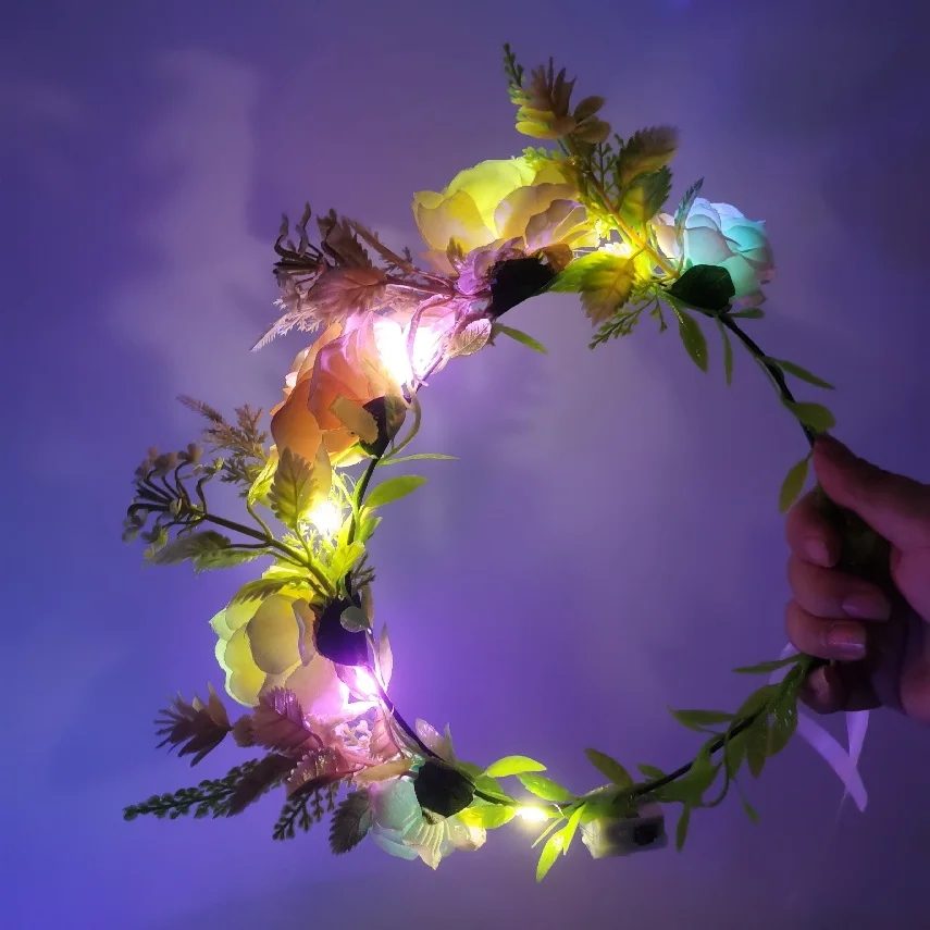 Boho Beach Holiday Wreath Headband Artificial Flower Crown Garland Wedding Headpiece