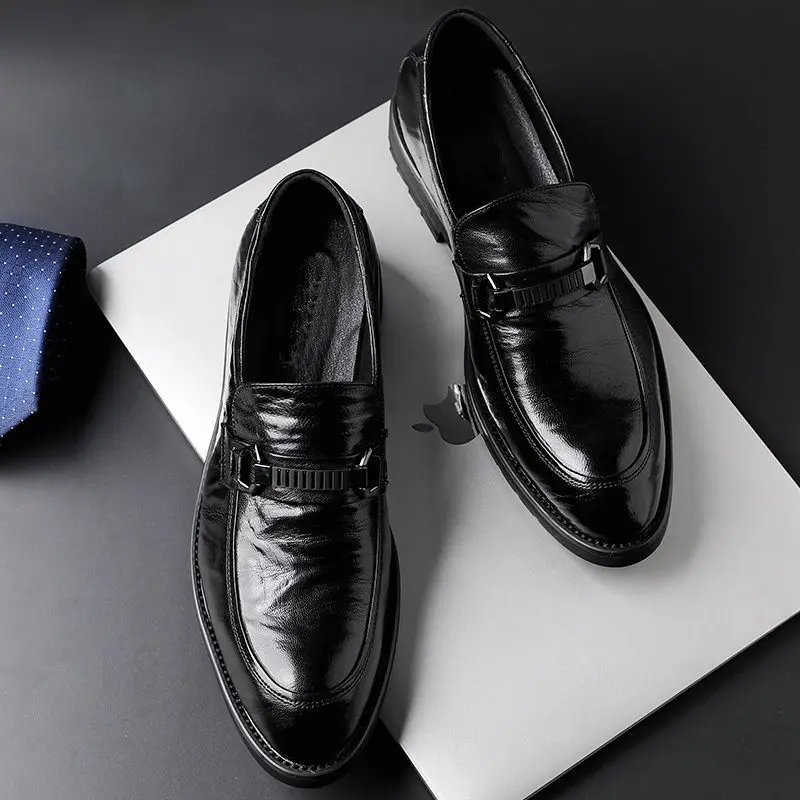 

Дышащие рабочие лоферы без шнуровки, социальная обувь для мужчин, новые кожаные не повседневные джентльменские итальянские модельные туфли 39, мужские туфли