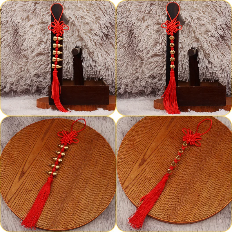 Brass Five-Child Gourd Pendant Antique Chinese Knot Eight Emperor Plum Knot Copper Gourd Red Tassel