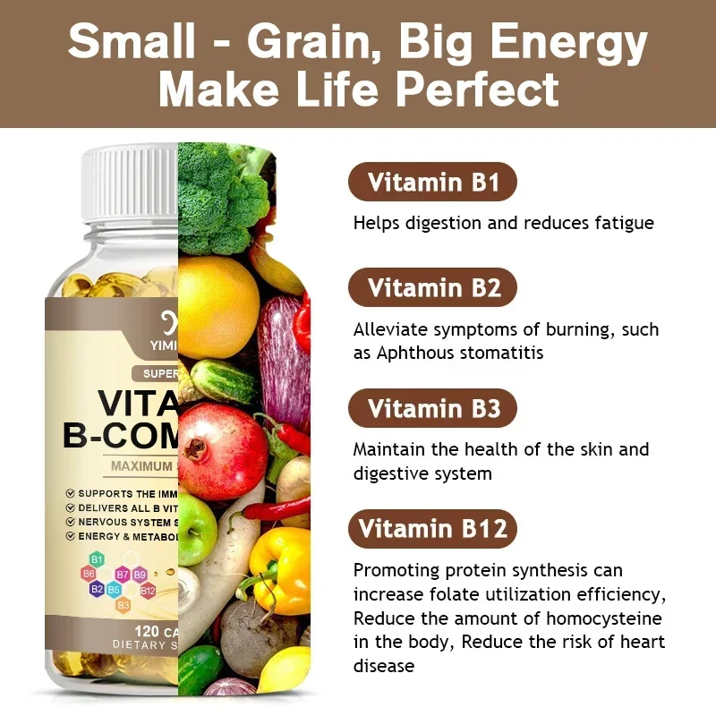مجمع فيتامين ب للرجال والنساء - B2، B12، B1، B3، B5، B6، B7، B8، B9 |   فيتامين C، إينوسيتول - الطاقة والدماغ ودعم القلب