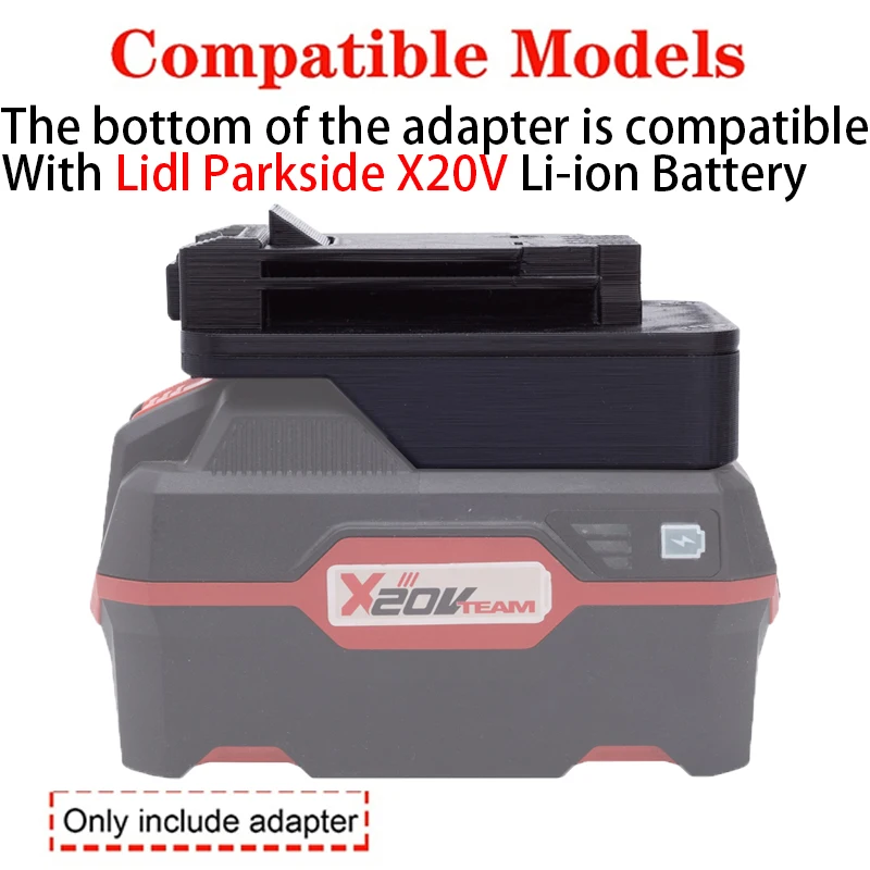 Imagem -02 - Bateria Adaptador Ferramenta Elétrica Acessório Conversor para Lidl Parkside X20v Li-ion Bateria Adaptador Preto e Dec20 v Li-ion