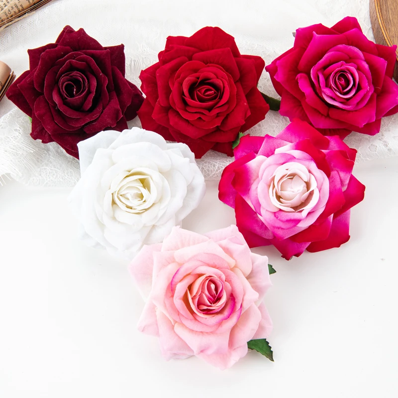 

Flannel Roses Artificial Flowers 10Cm 5Pcs Home Decoration Diy Wedding Scrapbooking Christmas Wreaths Material Bride Accessories