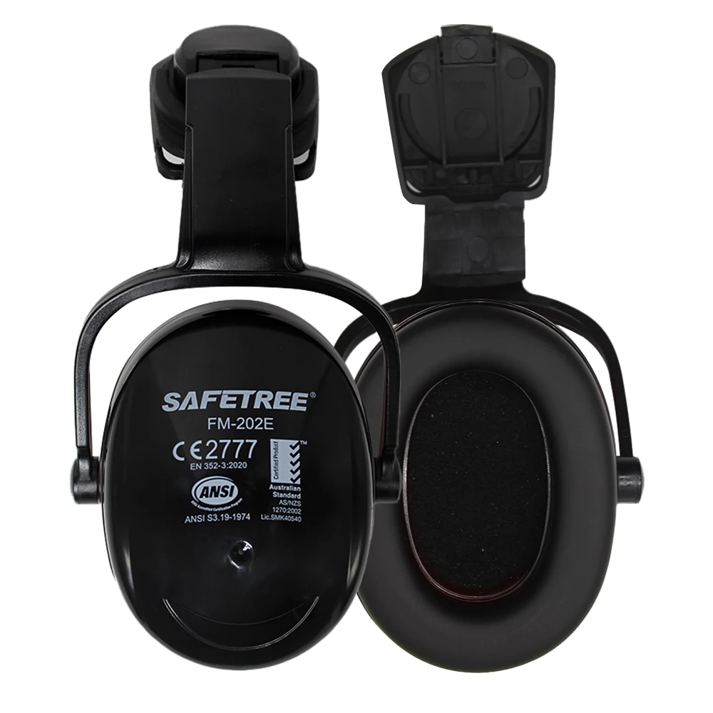 SAFETREE Ear Muffs Noise Canceling Protection Adjustable Hard Hat Attachment CE SNR 30dB, NRR 21 dB