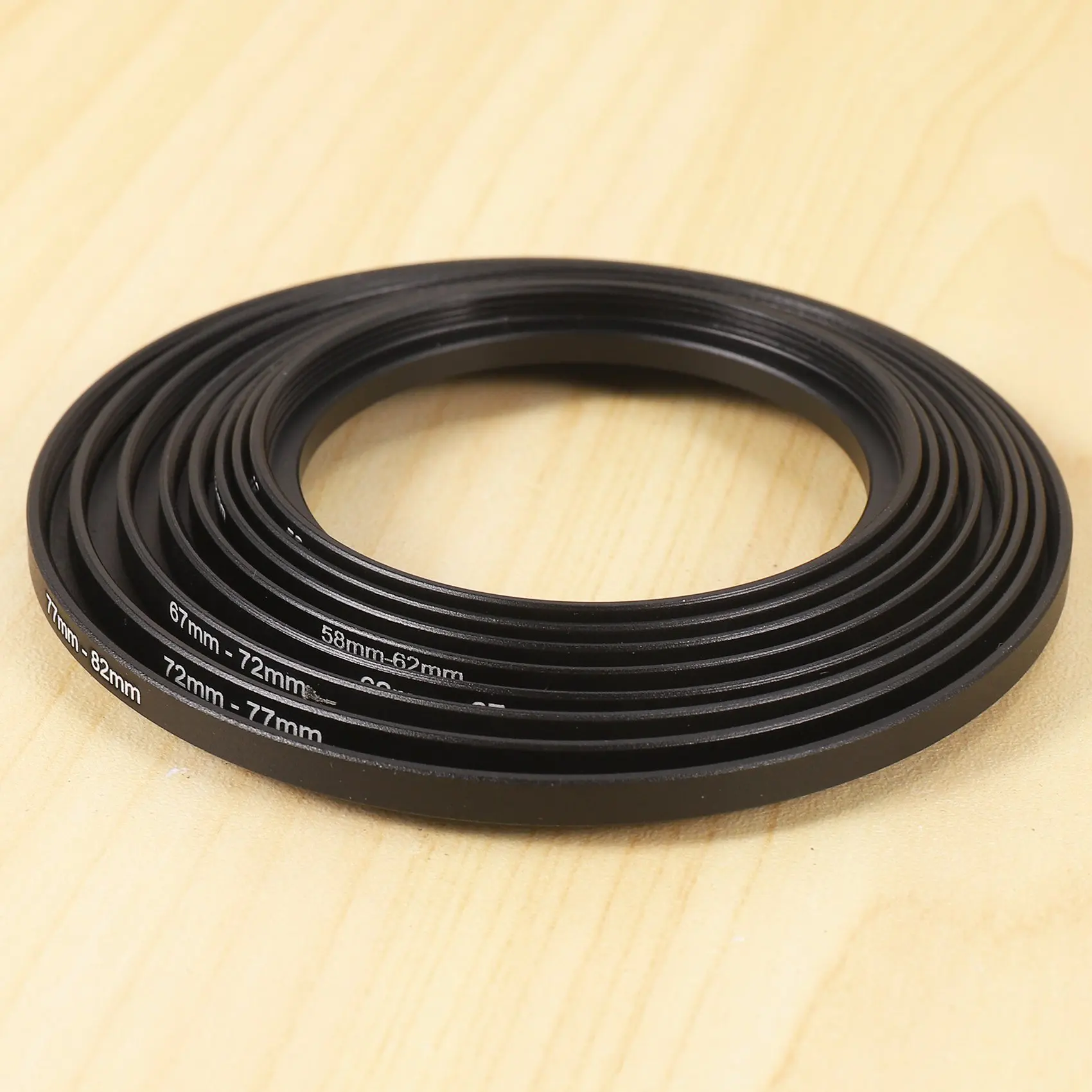 AA08-8 Pieces Step-Up Adapter Ring Set,Includes 49-52Mm, 52-55Mm, 55-58Mm, 58-62Mm, 62-67Mm, 67-72Mm, 72-77Mm, 77-82Mm-Black