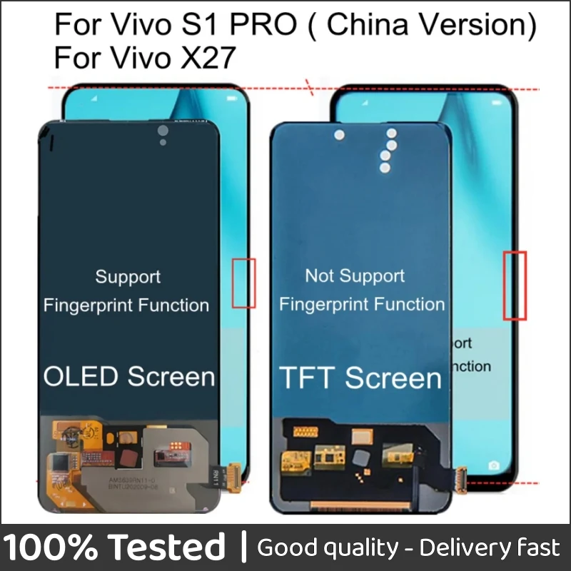 6.39'' LCD For Vivo X27 V1829 LCD Display Touch Screen For phone VIVO S1 PRO V1832 LCD Display Digitizer Assembly Replacement