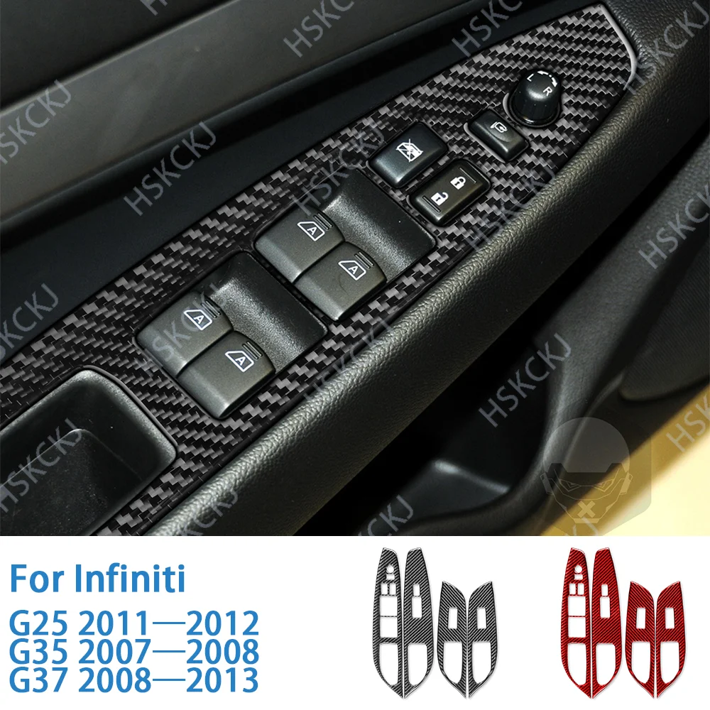 

For Infiniti G35 07-08 G37 08-13 G25 11-12 Carbon Fiber Window Lift Control Panel Trim Interior Car Accessories Decal Sticker