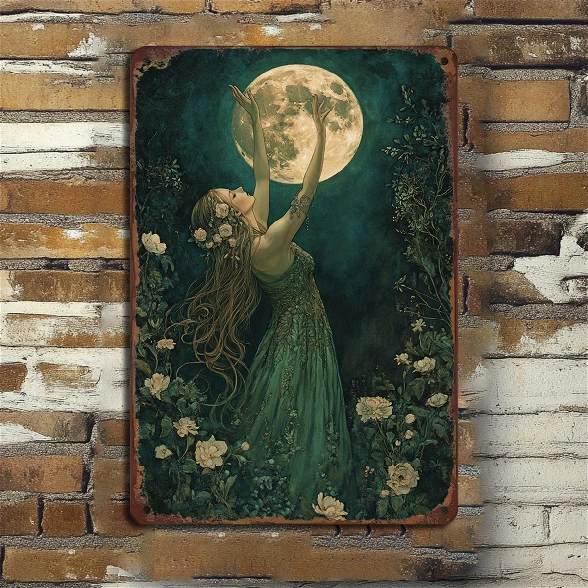 1PC Vintage Moonlight Dancer Iron Wall Decor Abstract Vintage Home Bar Kitchen Garage Decorative Painting - 8x12 Inches