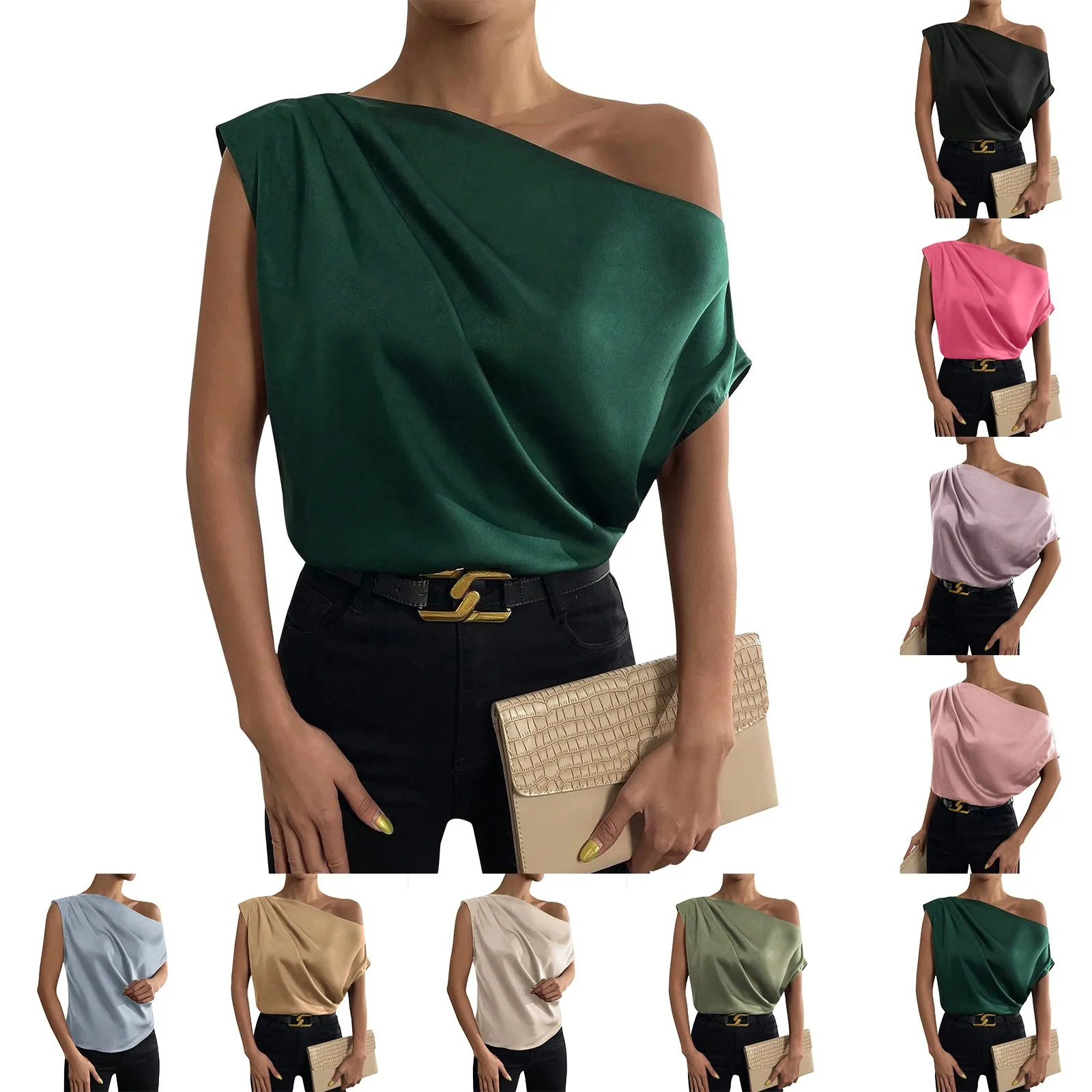 Womens Off The Shoulder Tops Short Sleeve Slim Fit T-Shirt Summer Trendy Y2K Crop Top Tee Asymmetrical Fitted Going Out T Shirts