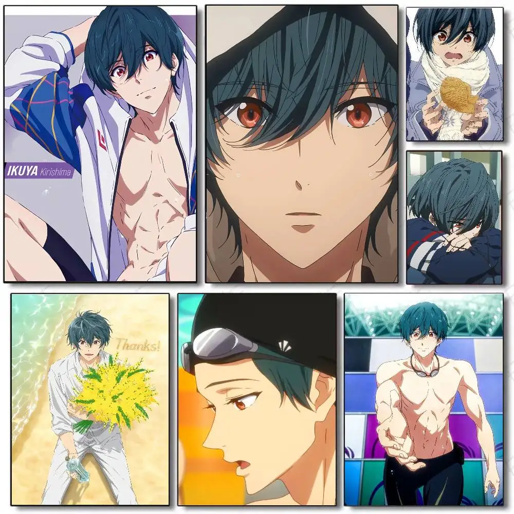 Kirishima Ikuya Anime F-Free E-Eternal S-Summer Posters Living Room Bar Cafe Quality Canvas Vintage Style Comics Painting Art H