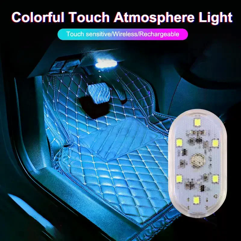 Automotive Atmosphere Lighting Foot Atmosphere Wiring Free LED Wireless Magnetic Suction Lighting