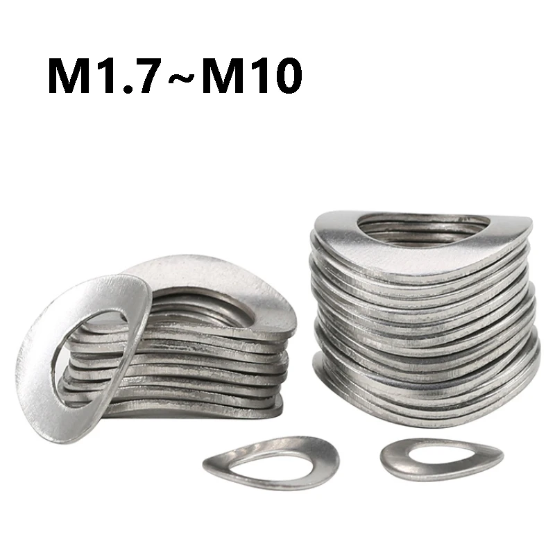 304 Stainless Steel A2-70 Wave Spring Washers M1.7 M2 M2.5 M3 M4 M5 M6 M8 M10 Curved Saddle Lock Washers for Machinery Fasteners
