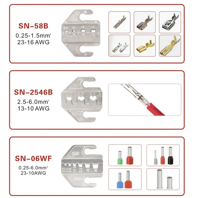 Imagem -05 - Conjunto de Alicate de Crimpagem Elétrica Alicate de Crimpagem de Fio Kit Box Jaws para Tubo Terminais de Isolamento Ferramentas de Fixação Multifuncionais