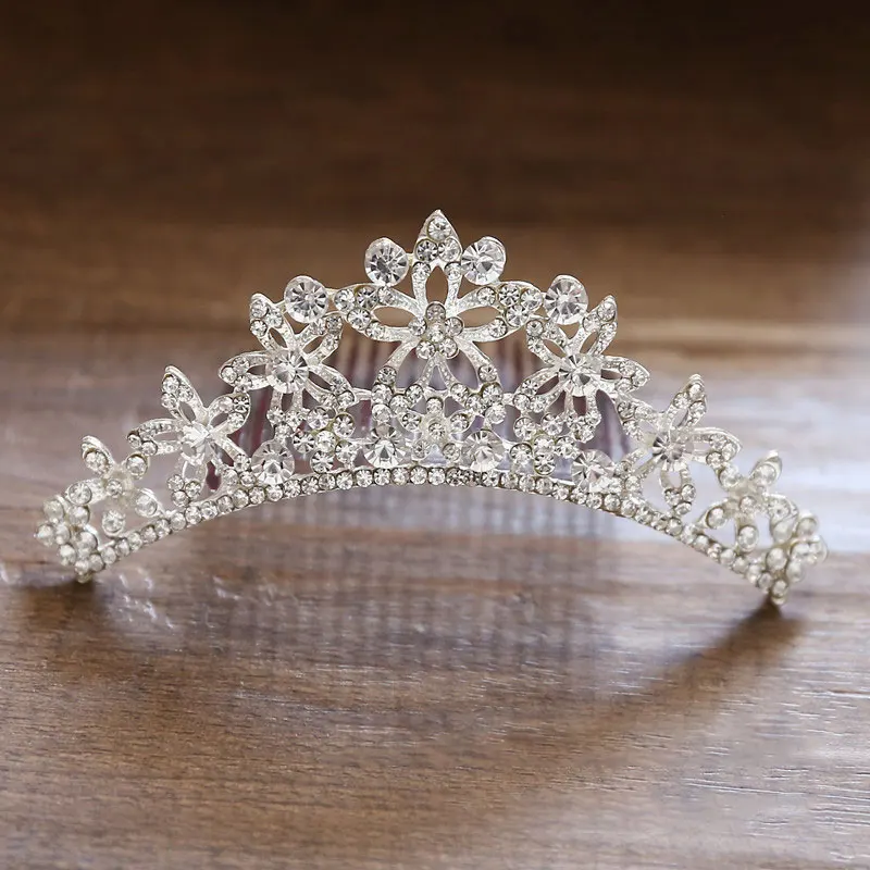 Kids Princess Crystal Tiaras And Crowns Children Girls Headband Rhinestone Hairpin Bridal Wedding  Hair Comb Hair Accessories