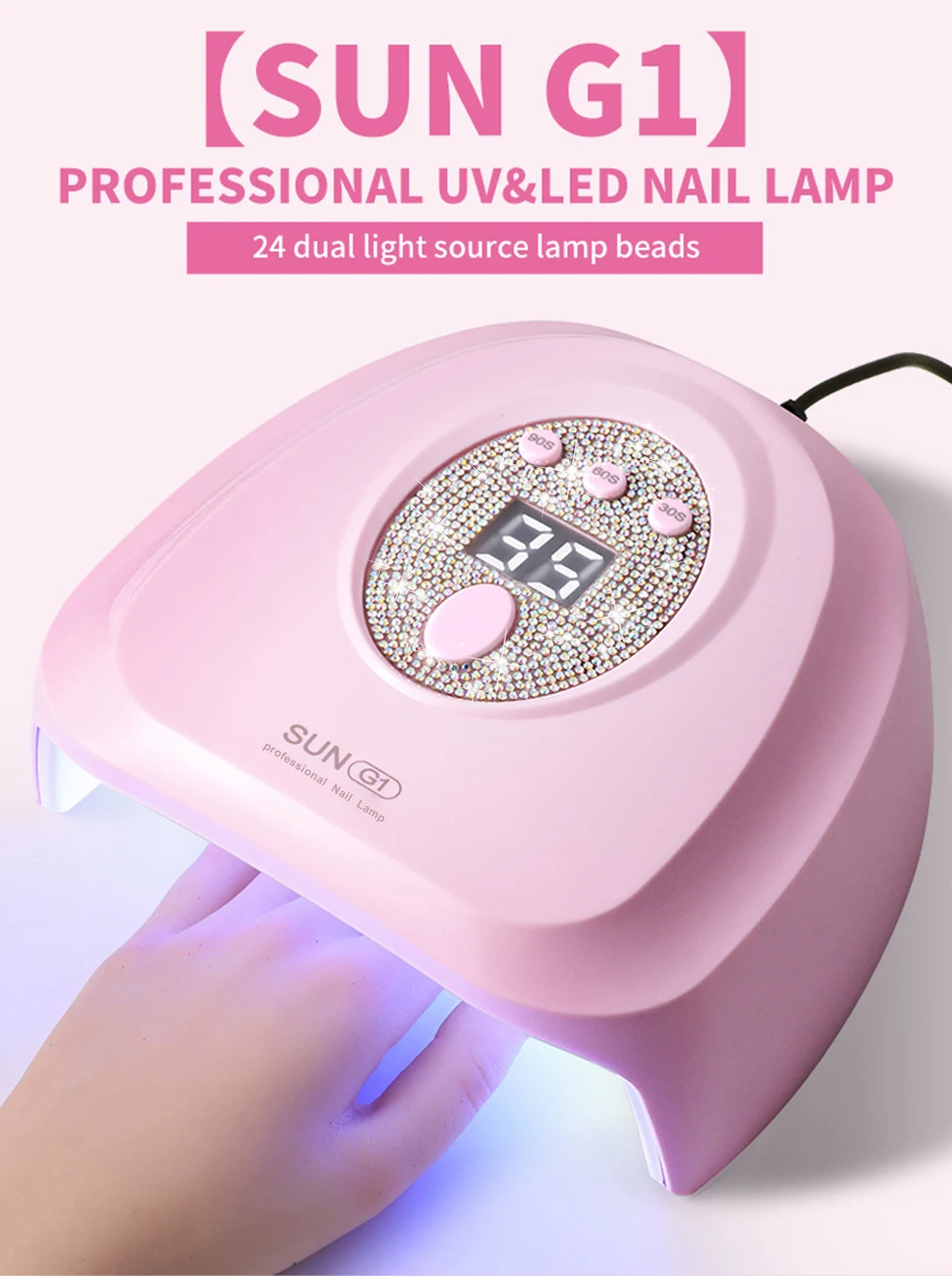 24 LED Nail Dryer Rapid Cure Lamp Professional Nails Phototherapy Light for Manicure Salon Acrylic Gel Art Quick Drying Tools