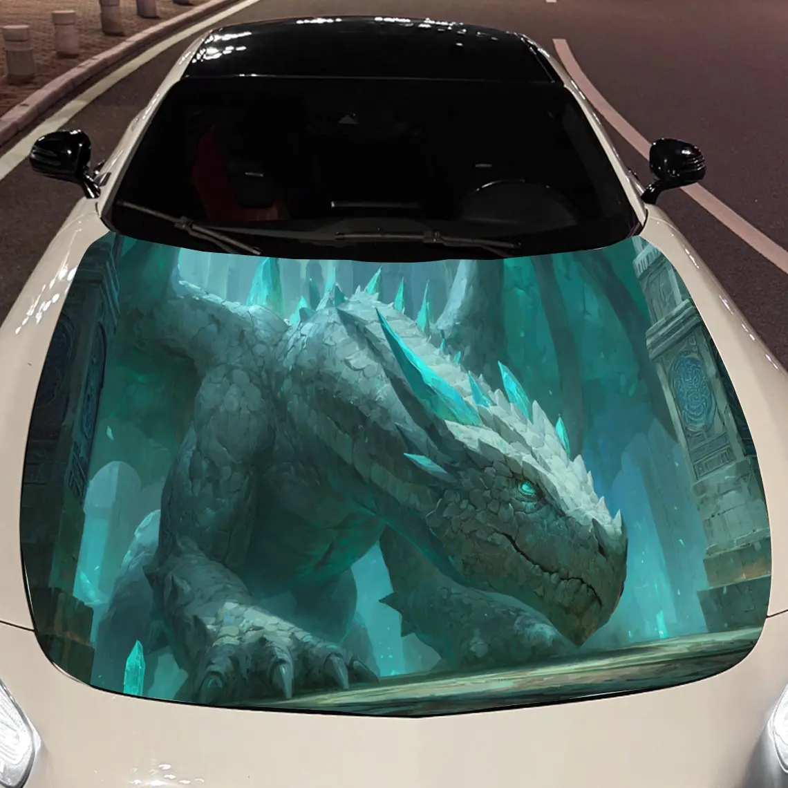 

Lively Glowing Dragon Car Hood Stickers - Self-Adhesive, Waterproof and Durable Vinyl Wrap, Decorate And Protect Your Car, Fit F