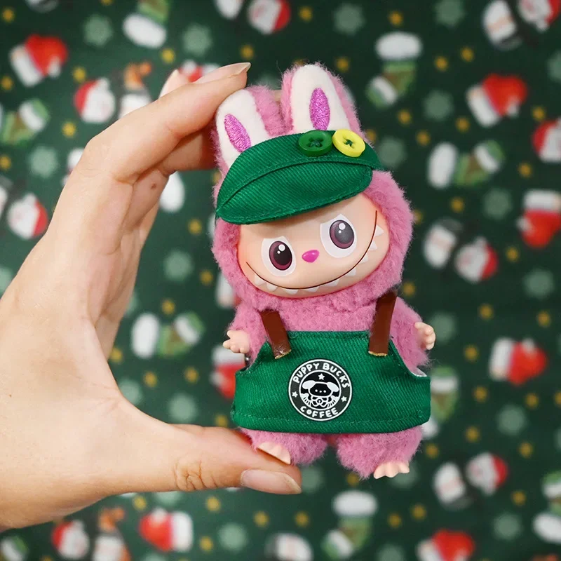 

For Labubu Clothes 4.0 Gen 4 Denim Outfit, 17cm Plush Toy Doll Keychain Costume Changeable Jeans Series