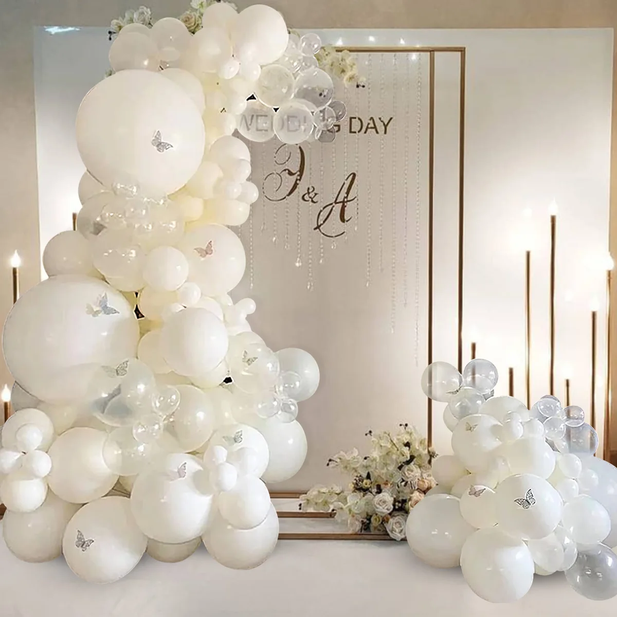 

106pcs Pure White Matte Ballon Arch Garland Kit with Transparent Latex Balloons for Wedding Kids Birthday Baby Shower Decoration