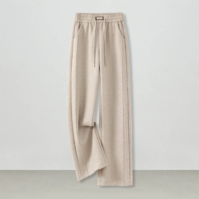

Soft and Fluffy Woolen Pants for Women, and Winter High-Waisted Elegant Draped Casual Straight-Leg Pants