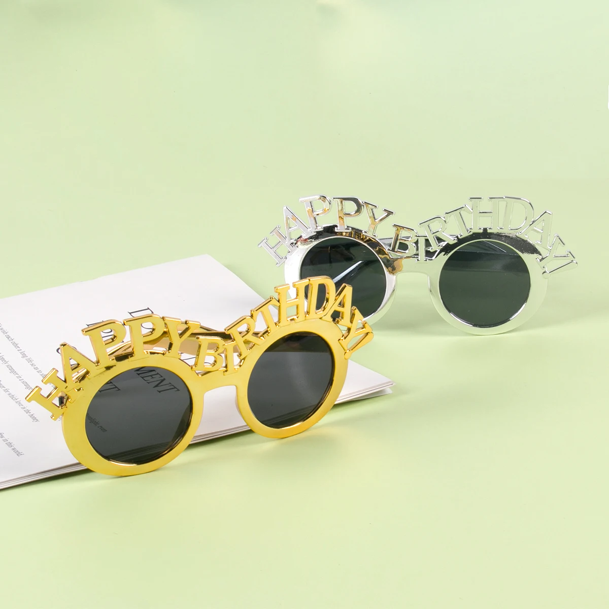 Happy Birthday Glasses Gold Silver Sunglasses Frames Birthday Party Photo props for kids Adult Birthday party Decor Kids Favor