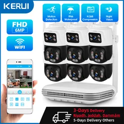 KERUI Wasserdichtes 6MP HD Wireless Dual Lens PTZ WIFI IP Home Security Überwachungskamerasystem 8CH NVR Video H.265 CCTV Kit