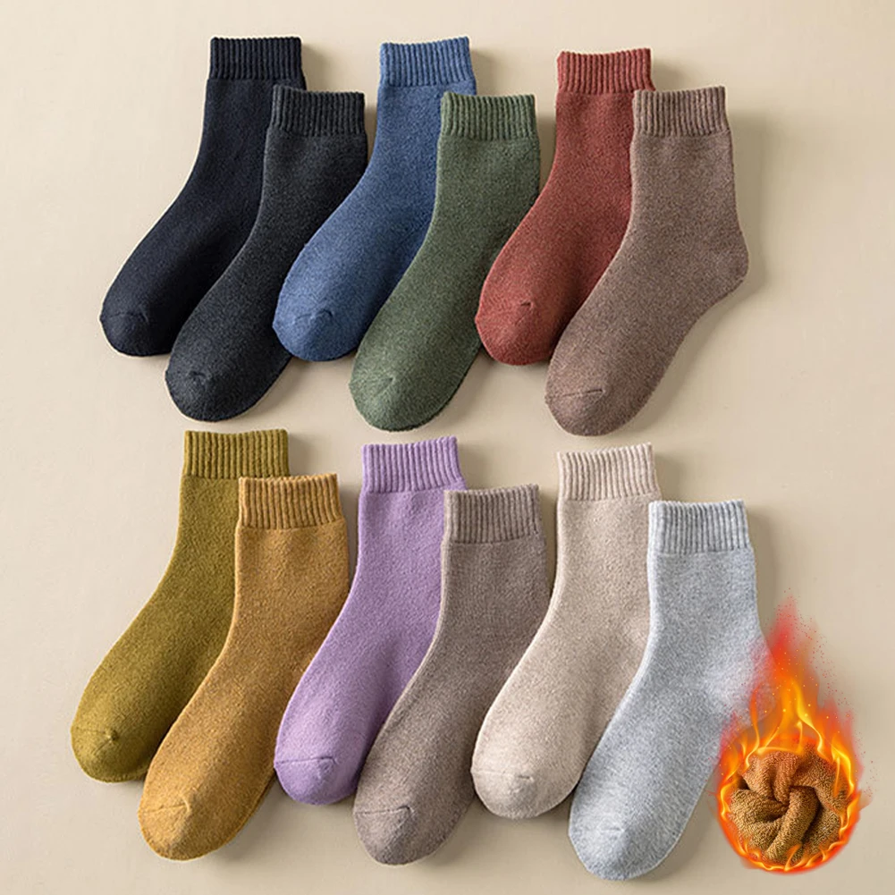 COZY ในร่ม Plush ถุงเท้าในร่มขนแกะถุงเท้าชั้น Plush Home Sleep ถุงเท้าสีต่างๆบ้านผ่อนคลายใช้