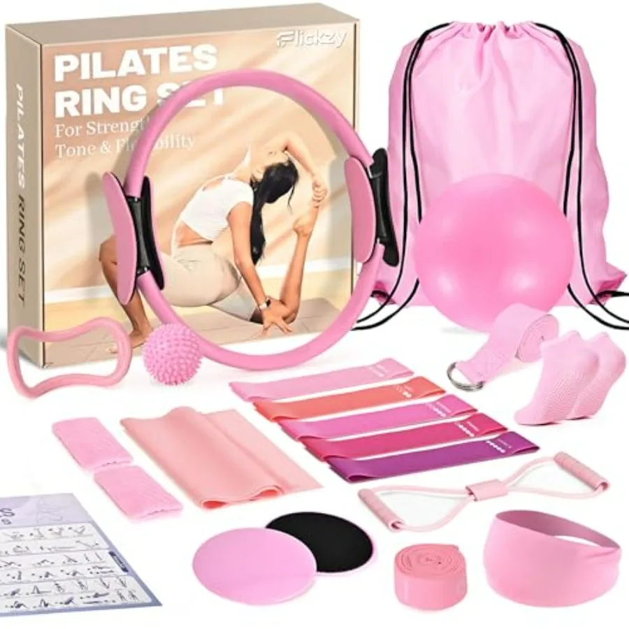 

Pilates Ring Set for Women, Pilates Set with Magic Circle, Ball and Resistance Bands, Pilates Kit for Home Workout, Pilates Equ