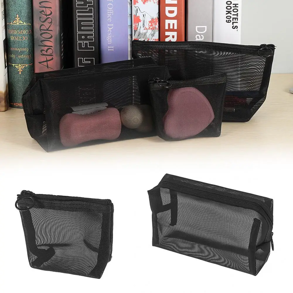 

1PCS Women Men Cosmetic Bag Transparent Travel Fashion Small Large Black Toiletry Makeup Organizer Bags Case Pouch