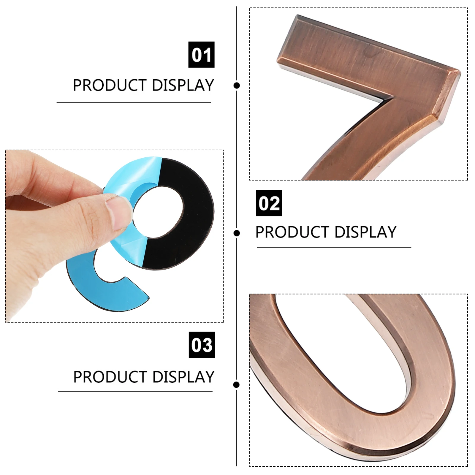 

10Pcs Number Sticker Door Plaque 0 to 9 Waterproof ABS Resin DIY Mailbox Address Number Decal for Indoor Outdoor Use