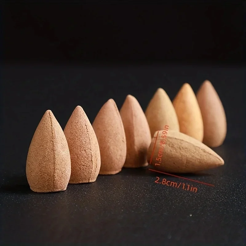 60pcs Backflow Incense Cones for Waterfall Mixed Natural Scents Waterfall Incense Burner Holder Gift Ideal for Yoga Aromatherapy