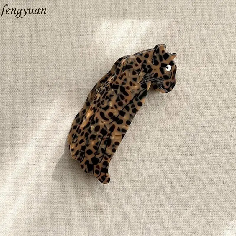 

B2QE Leopard Hair Claw Clip Hair Claw Valentine's Day Adornment Large Hair Barrette