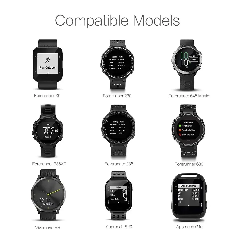 Charging Cable For Garmin lily 2 Forerunner 235 630 230 735XT 35/30 Watch For Vivomove HR/Approach S20 Data Clip Cradle Charger