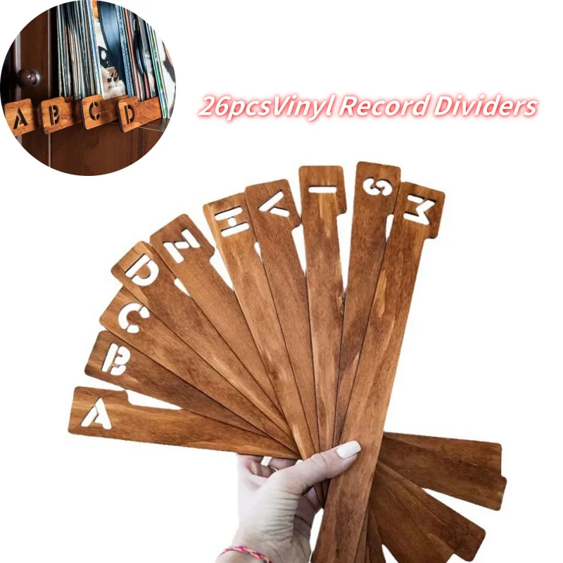 

26 Record Holder Organizer Wooden Record Dividers 26pcs Vinyl Record Dividers, Alphabetical Vinyl Record Storage Dividers A-Z