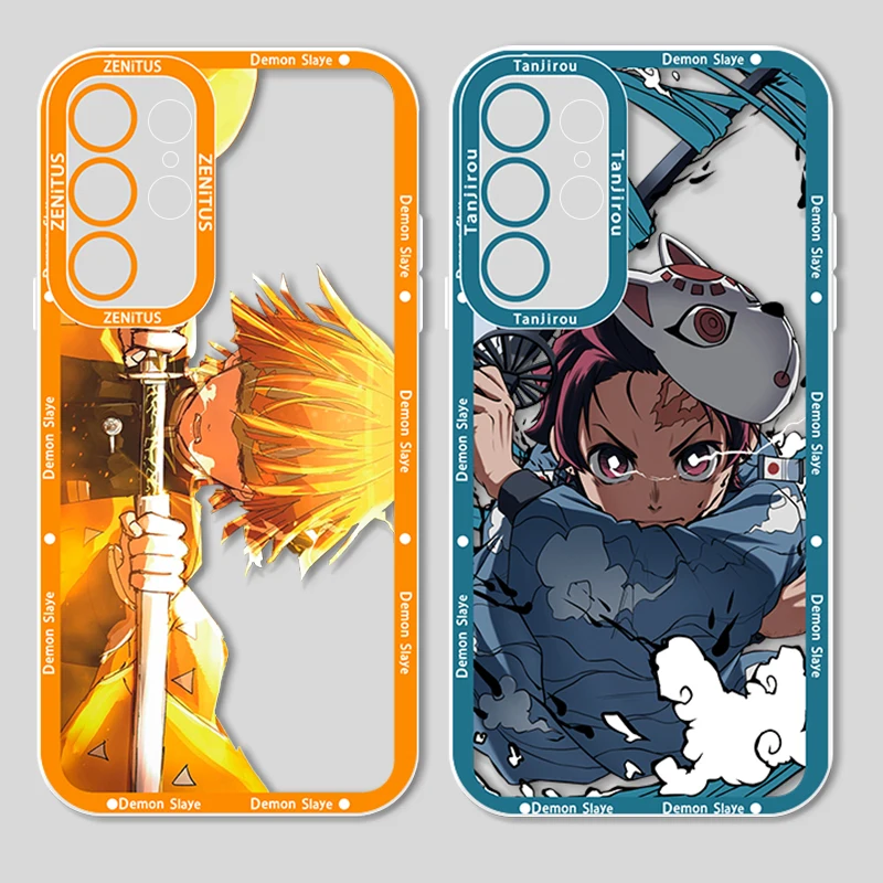 Anime Demon Slayer Tanjiro dla Samsung Galaxy S24 S23 S22 S21 S20 Plus FE Ultra A52 A53 A54 anielskie oczy przezroczyste etui na telefon