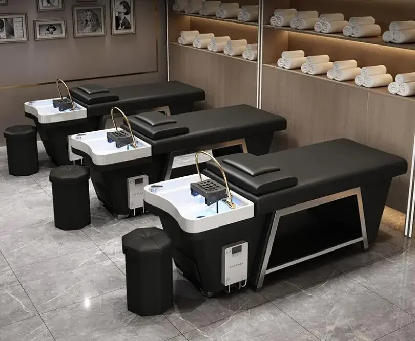

For Water circulation hair therapy shampoo bed barber shop Thai massage salon fumigation hairdressing shop stainless steel